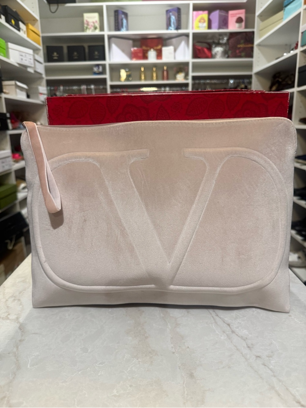 Valentino  Nude Blush
Velvet Laptop Pouch Wrist 17” New